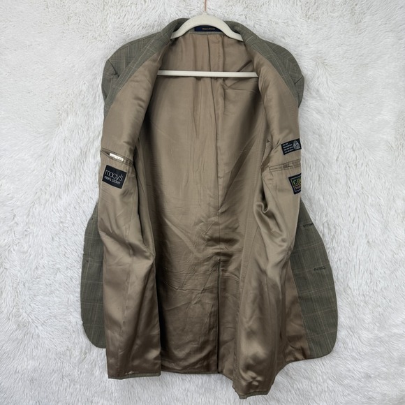 Vintage Chaps Ralph Lauren Blazer Size 42 Tall Wool Plaid Sport Coat Suit Jacket - Picture 10 of 16